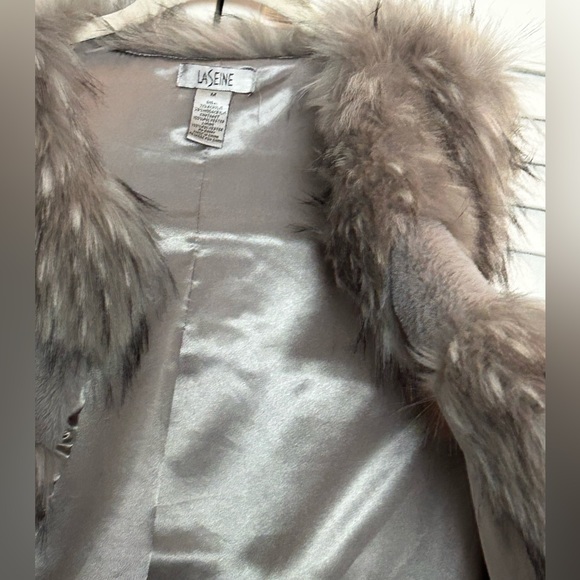 La Seine grey faux fur puff jacket size M - Picture 5 of 6